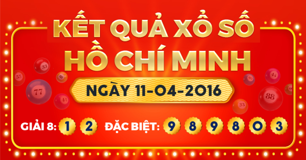 Kết quả xổ số TP.Hồ Chí Minh ngày 11/4/2016